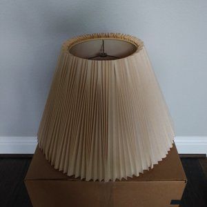 LARGE 18" W BOTTOM x 9" W TOP x 12" H BEIGE HARD PLEATED SHADE WITH BRAS…